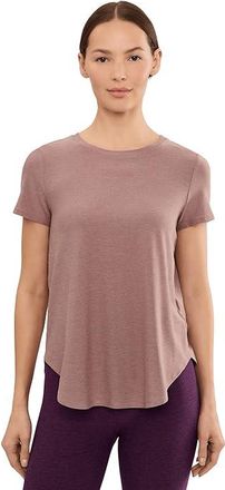Beyond Yoga Featherweight On The Down Low T-Shirts Womens Clothing Rosey Taupe Heather : 2XL, Polyester/Spandex