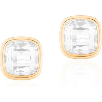 Goshwara Manhattan Cushion Cut Stud Earrings in White at Nordstrom