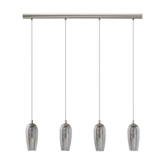 Loops Pendant Light Satin Nickel Shade Black Clear Smoked Glass Granilla Bulb G9 4x3W in Metallics