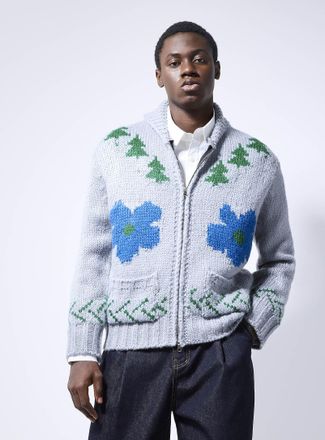 Le 31 Mens Prairie jacquard Cardigan Sweater Imported from Seoul