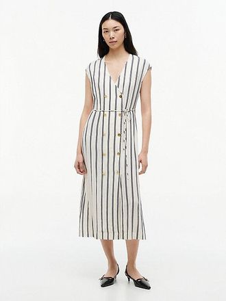 Tommy Hilfiger Vestido midi de rayas con botones dorados