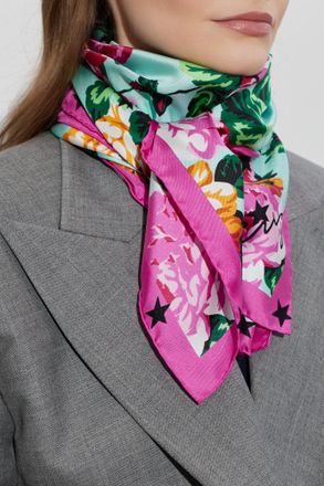 Kenzo Silk Scarf With Floral Motif, Unisex, Multicolour