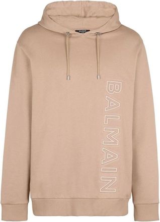 Balmain Ge&euml;mbosseerde Reflecterende Hoodie in Beige - Heren - Hoodies - Beige - M - Katoen - Hoodies & sweatvesten