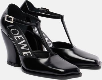 Loewe Onda 90 T-strap leather pumps