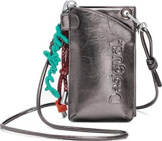 Desigual Metallic Faux Leather Crossbody Wallet in Silver at Nordstrom