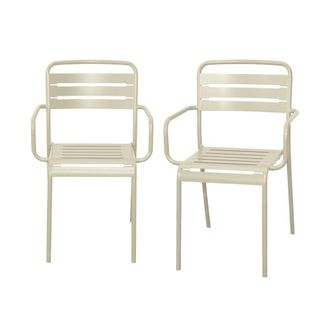 Sweeek Sill&oacute;n de jard&iacute;n bistr&oacute; de acero, set de 2, beige