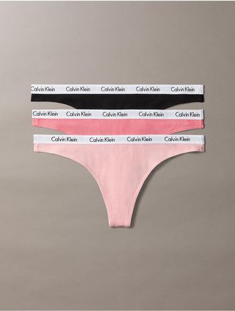 Calvin Klein Womens Carousel Cotton Stretch Rib 3-Pack Thong - Multi - XL