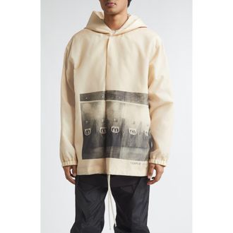 Rick Owens Temple Graphic Nylon Stretch Canvas Tour Jacket in Sand/Black at Nordstrom, Size 36 Us