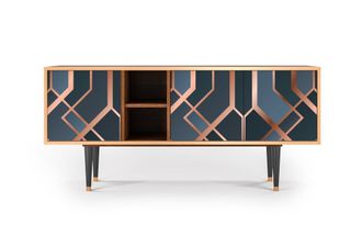 StoryZ Mueble de TV azul-verde 3 puertas L 150 cm