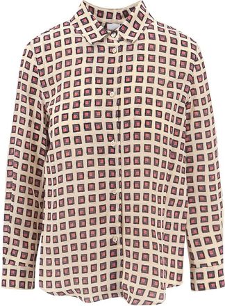 Aspesi Zijden Blouse met Geometrische Print - Dames - Overhemden - Veelkleurig - S - Overhemden