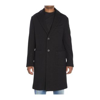 Barena Klassieke lange jas van wolmix - Heren - Mantel - Zwart - 2XL - Wol - Jassen