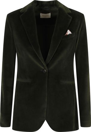 Circolo 1901 Green Slim Single-Breasted Velvet Welt Pocket Jacket
