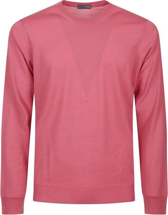 Drumohr Trui met ronde hals - Heren - Ronde hals truien - Roze - M - Wol - Truien & Vesten