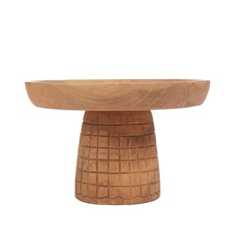 Bazar Bizar Plato para tartas de madera de teca en marr&oacute;n 24x24x16 cm