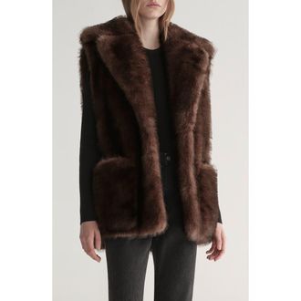 A.L.C. Devon Oversize Faux Fur Vest in Mink at Nordstrom, Size Xx-Small