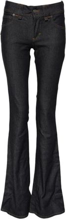 John Galliano Donkerblauwe Wide Leg Denim Jeans - Dames - Flared Jeans - Blauw - W25 - Denim - Jeans