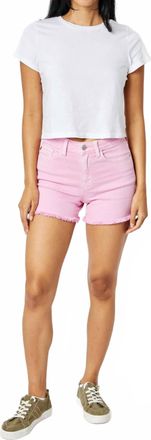 Judy Blue Mid Rise Garment Dyed Shorts - Plus In Pink