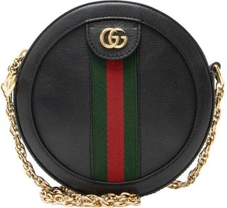 Gucci Black Leather & Nylon Ophidia Round Mini Shoulder Bag (Authentic Pre- Loved)