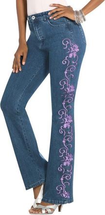 Roaman's Plus Size Whitney Jean with Invisible Stretch in Pale Blue Swirl Embroidery at Nordstrom, Size 30
