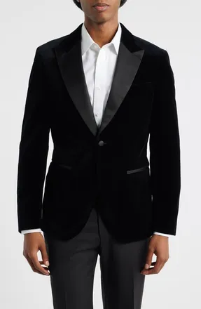 BOSS Hutson Cotton Velvet Dinner Jacket in Black at Nordstrom, Size 36Short