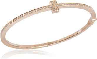 Tiffany & Co. Pre-Owned Tiffany & Co. Rose Gold Diamond Tiffany T Hinged Bracelet