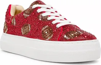 Betsey Johnson Womens Sidny Football Sneakers In Red