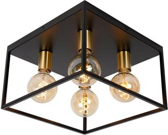Lucide Ruben - Flush Ceiling Light - 4xE27 - Black - Lucide