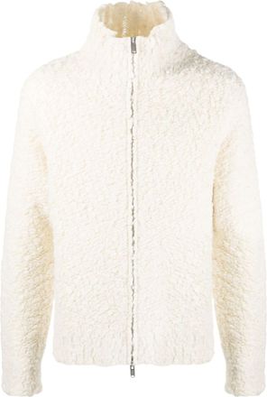 Jil Sander high-neck zip-up shearling jacket - men - Alpaca Wool/Silk - 48 - Neutrals