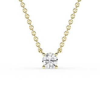 Grown Brilliance 1/4 Carat Round Lab Grown Diamond Necklace in 10K Yellow Gold, 18 Cable Chain, Lobster Clasp, G Color, SI Clarity