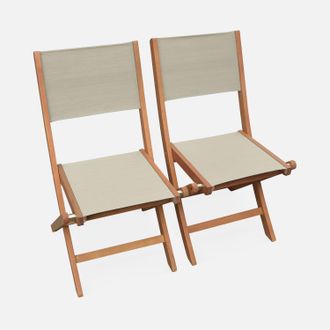 Sweeek Sweeek - Silla De Jard&iacute;n Plegable De Madera De Eucalipto, Set De 2, Almeria, Gris Pardo, 50x58.7x89 Cm