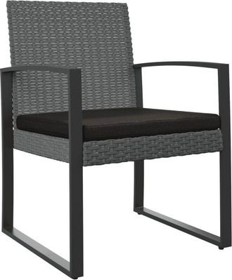 vidaXL Vidaxl - Sillas De Comedor De Jard&iacute;n 2 Uds Pp Aspecto Rat&aacute;n Gris Oscuro