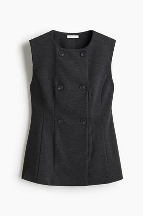 H&M Double-breasted Waistcoat in Dark Gray Melange at Nordstrom, Size X-Small