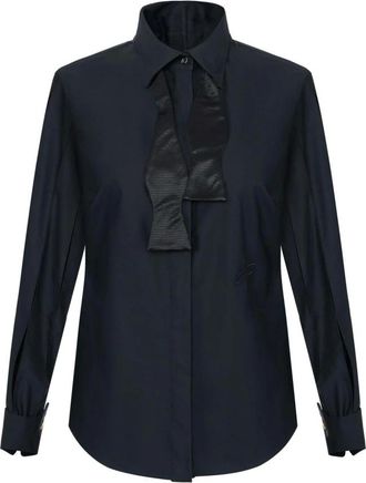 Elisabetta Franchi Overhemden, Dames, Zwart, 2Xl, Katoen, Katoenen blouse met strik