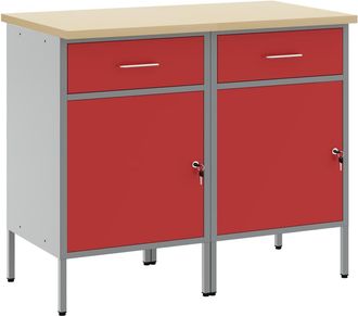 vidaXL Vidaxl - Mobile Da Lavoro 2 Pcs Rosso E Grigio 100 X 55 X 85 Cm