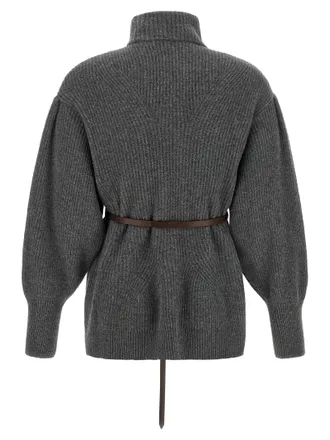 Brunello Cucinelli Ribbed Knit Chevron Cardigan - Gray