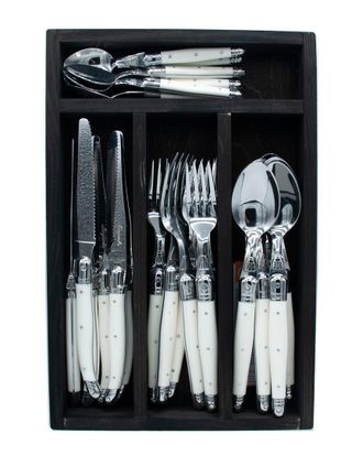 Jean Dubost 24Pc Flatware Set In Black Tray