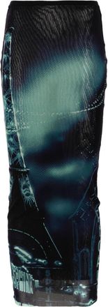 Jean Paul Gaultier Pigalle-print maxi skirt - women - Polyamide - S - Blue