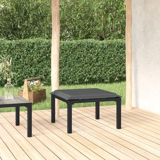 vidaXL Reposapi&eacute;s De Jard&iacute;n Con Coj&iacute;n Rat&aacute;n Sint&eacute;tico Negro Y Gris Vidaxl