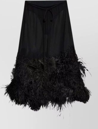 The Attico feather-trim midi skirt