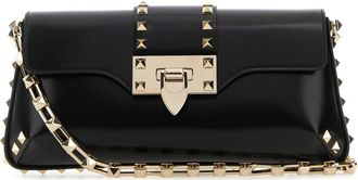 Valentino Garavani Black Leather Rockstud Shoulder Bag