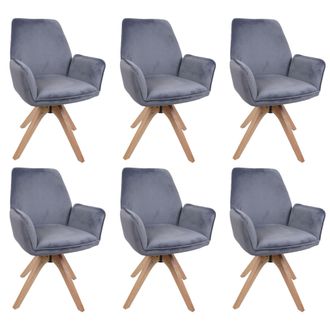 Hhg [nunca Usado] Juego De 6 Sillas De Comedor Hhg-384, Sillas De Mesa De Comedor Y De Cocina Con Reposabrazos, Giratorias, De Madera Y Terciopelo De 320 