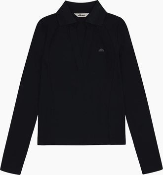 Ellesse Womens Jeorg LS Fitted Polo Shirt - Black - Size: 14