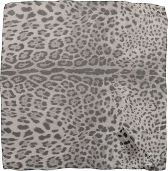 Dolce & Gabbana Leopard Print Silk Scarf - Gray