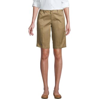 Lands End School Uniform Young Plain Front Blend Chino Shorts in Khaki at Nordstrom, Size 16