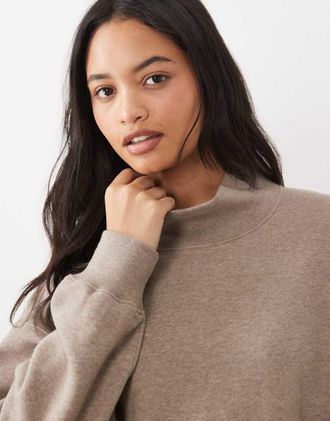 Abercrombie & Fitch co-ord felpa con collo a imbuto in oatmeal-Neutro