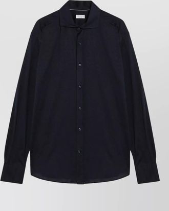 Brunello Cucinelli navy blue silk and cotton shirt