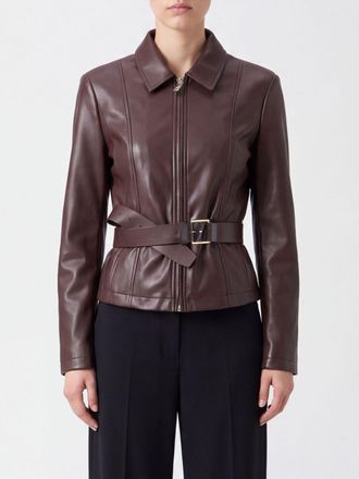 Liu Jo Cropped Shirt-Style Faux Leather Jacket with Waist Belt by