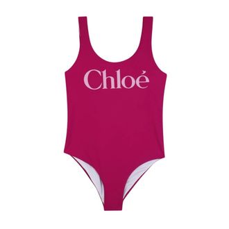 Chlo&eacute; One-piece, female, Pink, Size: S Logo Print Swimsuit