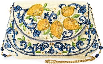 Mary Frances Mary Frances Capri Lemons Beaded Crossbody Handbag Vibrant Fruit Embroidery Novelty Evening Clutch Purse, Multicolor, Multicolor