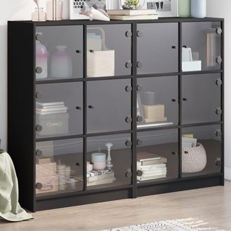 vidaXL Vidaxl - Estanter&iacute;a Con Puertas Madera De Ingenier&iacute;a Negro 136x37x109 Cm